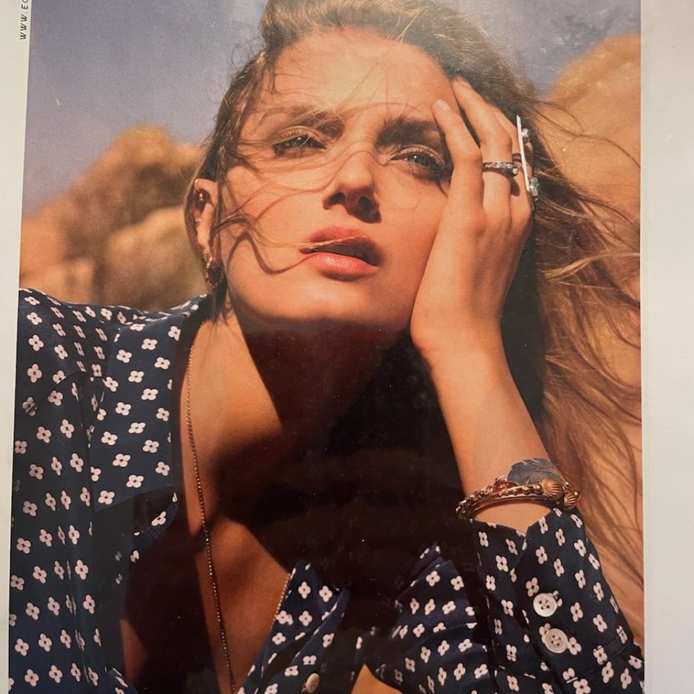 Equipment, size M,  blue & White, silk blouse